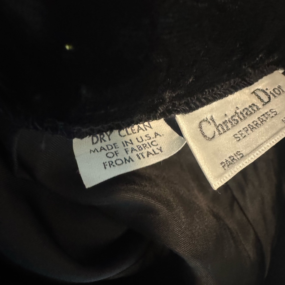 Christian Dior Separates Black Burnout Velvet Pants Size 4 Silk Lined - Picture 10 of 11